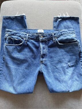 Citizens Of Humanity Emerson Straight Blue Jeans with Distressed Hem Size 34